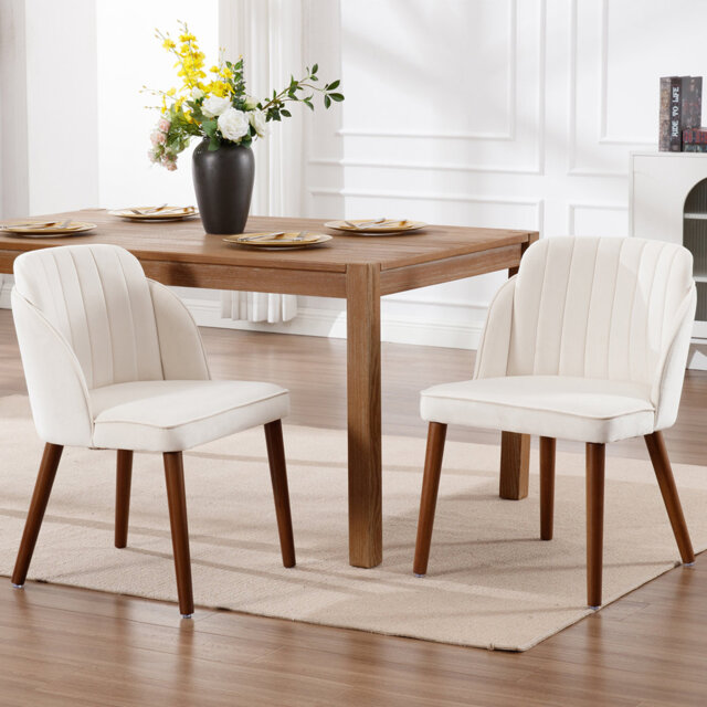 Upholstered Dining Chair Wood Frame Side Chair Armless Chair for Dining Room/Living Room