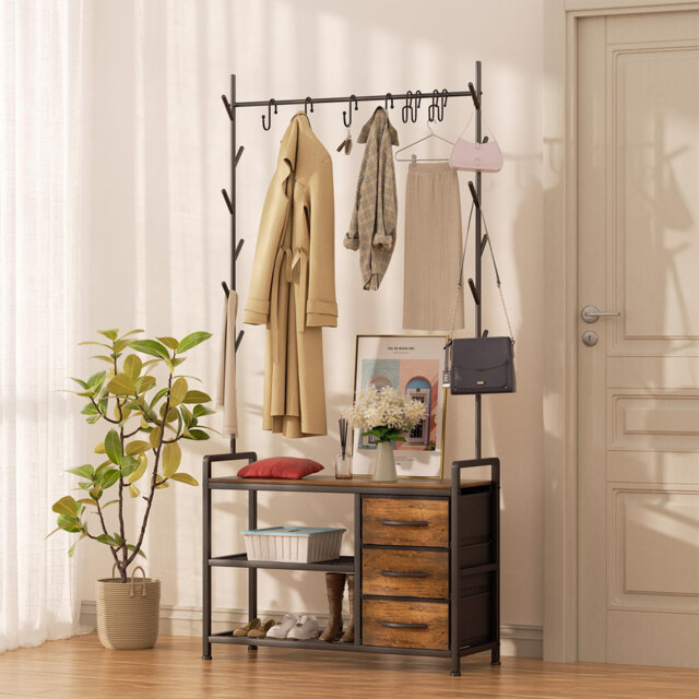 Hall Tree 84cm Wide with Bench and Shoe Storage