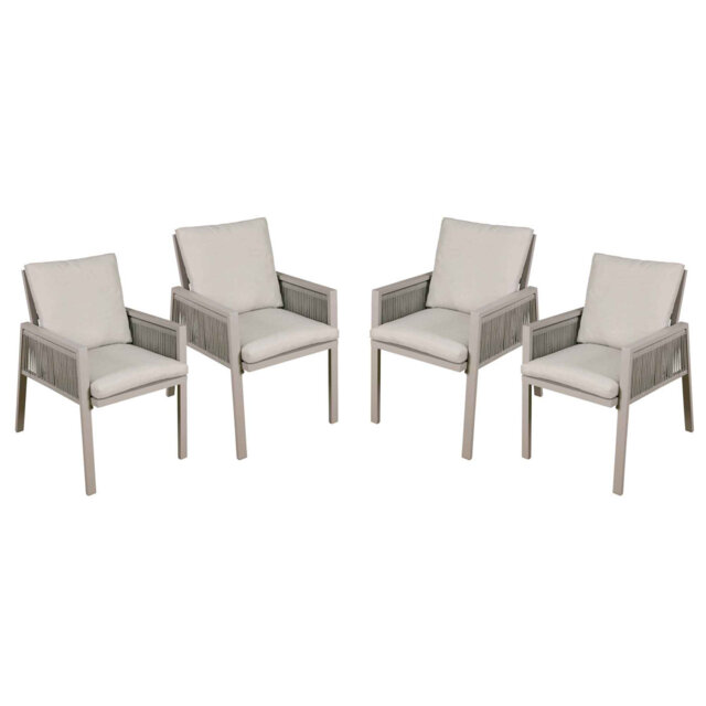 Fusion Garden/Patio Aluminium Dining Chair With Armrests, Set Of 4, Light Grey - 64B9CA0A063E458E8EA3323D19E123E6