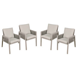 Fusion Garden/Patio Aluminium Dining Chair With Armrests, Set Of 4, Light Grey - 64B9CA0A063E458E8EA3323D19E123E6