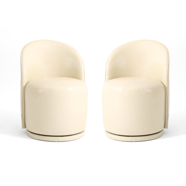 PU Leather Barrel Swivel Armless Dining Chair