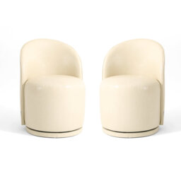 PU Leather Barrel Swivel Armless Dining Chair