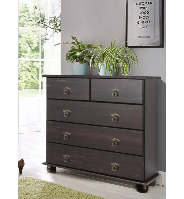 Amias Solid Wood 82 cm W Chest of 5 Drawers
