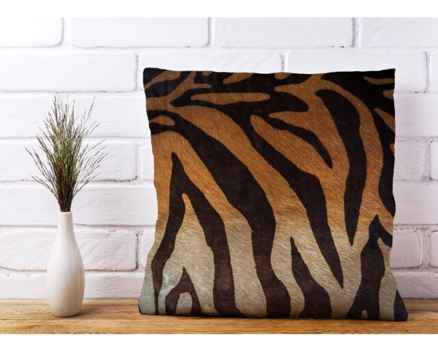 Stubblefield Tiger Skin Print Animal Print Scatter Cushion with Filling