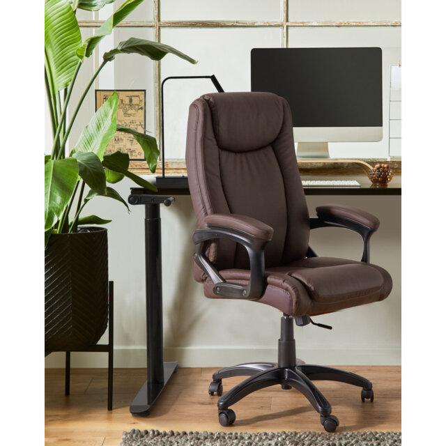 Executive Chair Swivel GRACEFUL Faux Leather Dark Brown