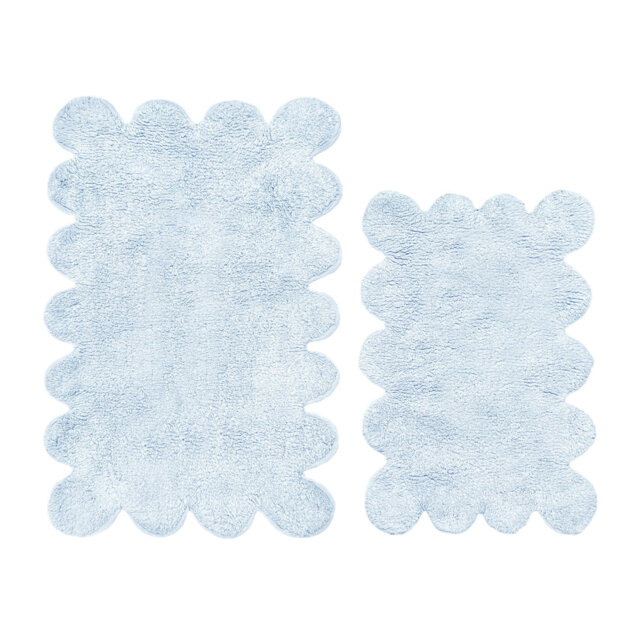 Two Piece Scalloped Bath Mat Set