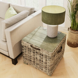 Maquoit Handmade Kubu Rattan Storage Side Table Limewash