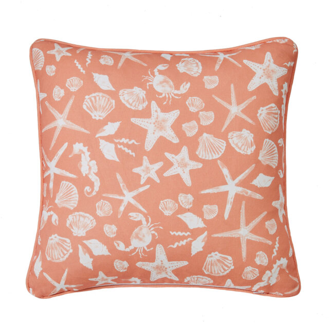 Lobster Indoor / Outdoor Animal Print Orange Square Scatter Cushion Cover