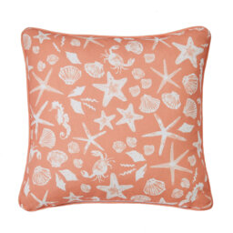 Lobster Indoor / Outdoor Animal Print Orange Square Cushion Cover