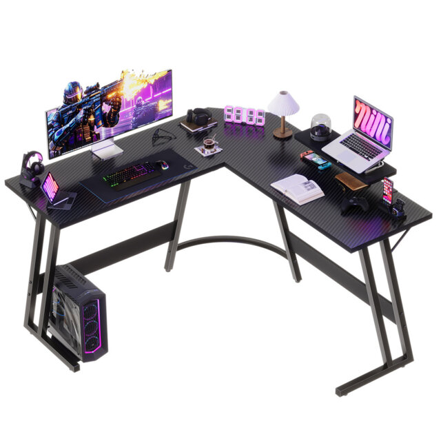 Vanesa 120cm L-Shape Computer Desk Metal Base Corner Gaming Desk Large PC Writing Table