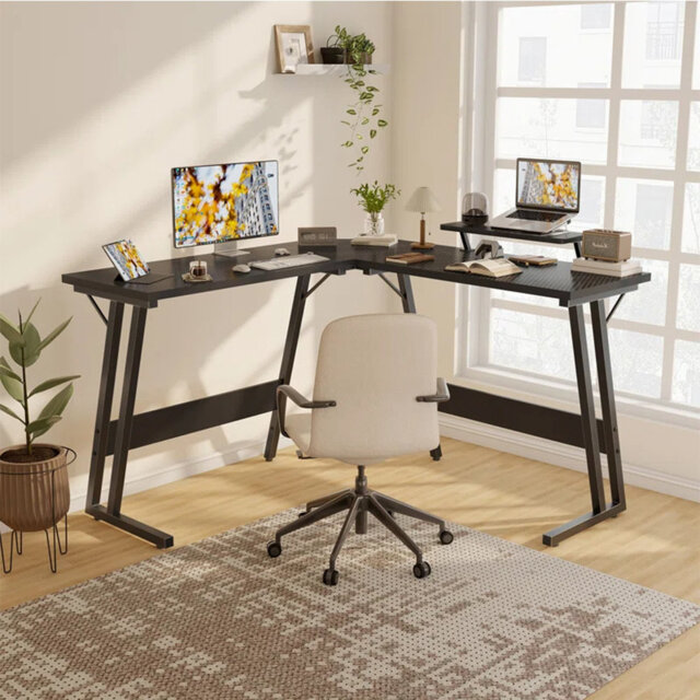 Vanesa 120cm L-Shape Computer Desk Metal Base Corner Gaming Desk Large PC Writing Table