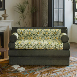 Wowmax Floral Velvet Chenille 52” Loveseat Sofa With Removable