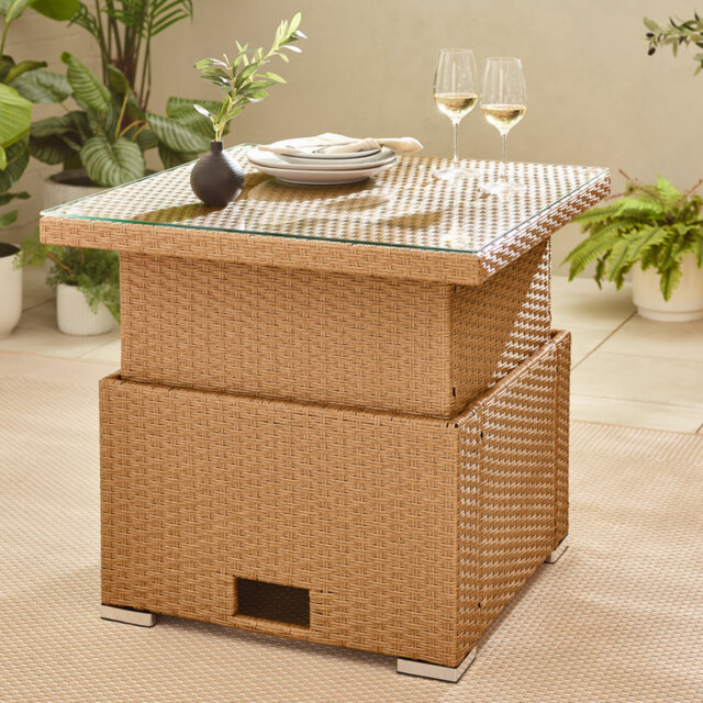 Miacomet PE Rattan Rising Garden Coffee Dining Table - Modern Gardens and Patios