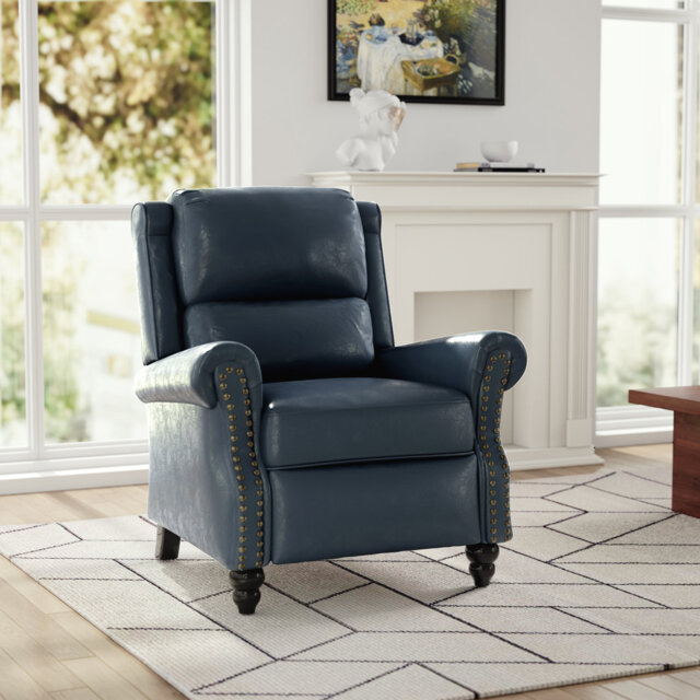 Ameiah Upholstered Faux Leather Manual Push Back Recliner Chair with Wingback