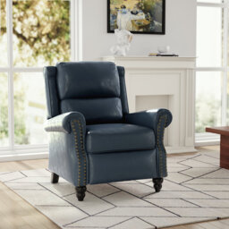 Ameiah Upholstered Faux Leather Manual Push Back Recliner Chair with Wingback