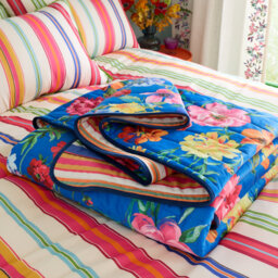 Darling Floral Reversible Stripe Polyester Floral Bedspread