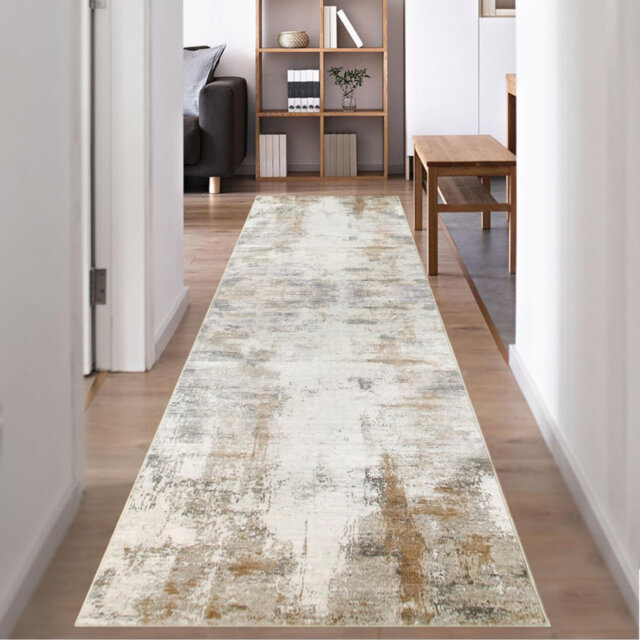Brown and Beige Runner Rugs for Hallway 60 x 300 cm Non Slip Extra Long Washable Carpet Runners