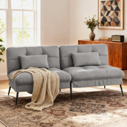 Sofa Bed Fabric 2 Seater Click Clack Sofa Bed 5-Gear Back Angle Adjustable Futon Sofa Recliner Lounge For Living Room Bedroom