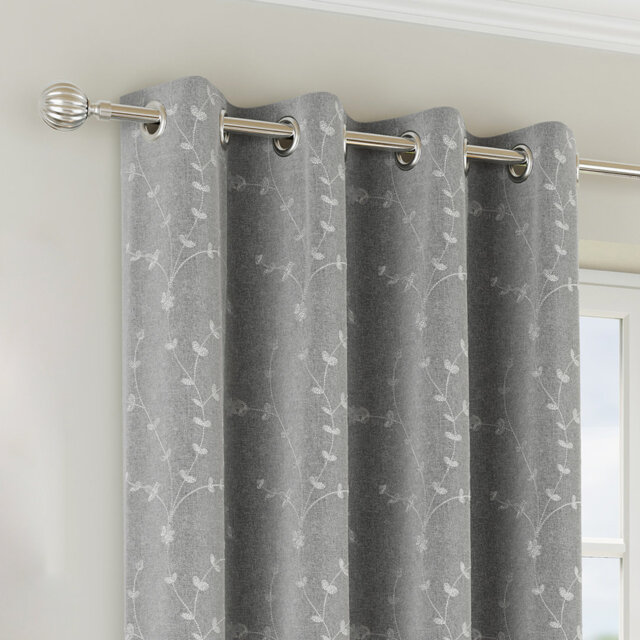 Tivoli Floral Embroidery Blackout Thermal Eyelet Curtains (PAIR)