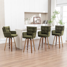 Swivel Upholstered Counter Stool with Solid Wood Frame
