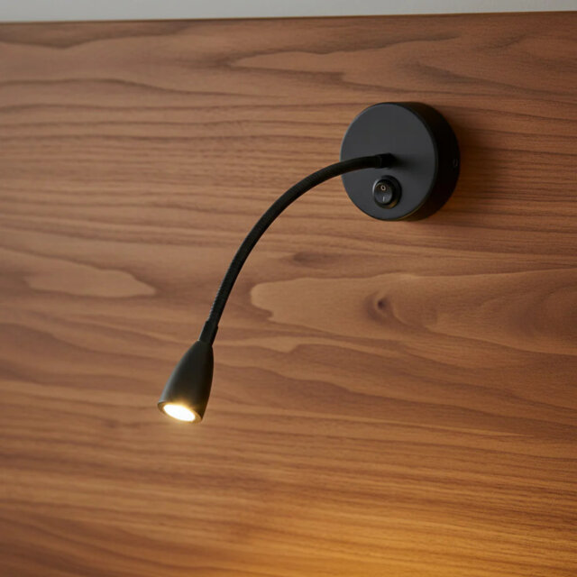 UltraBeam 3 Watt LED Black Flexible Arm Wall Mounted Bedside Reading Light