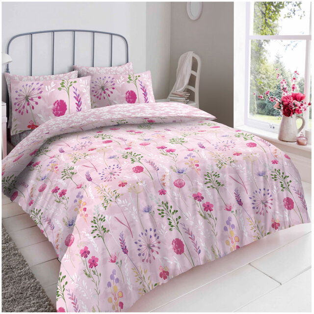 Premium Printed Polycotton Bedding Set with Duvet Cover Fitted Sheet Pillowcases Soft Breathable Bedding