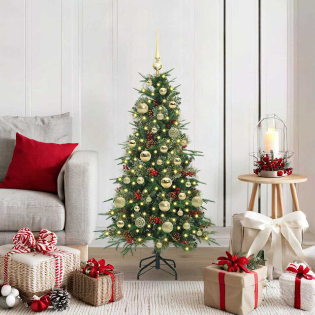 Artificial Hinged Christmas Tree Green PE and PVC