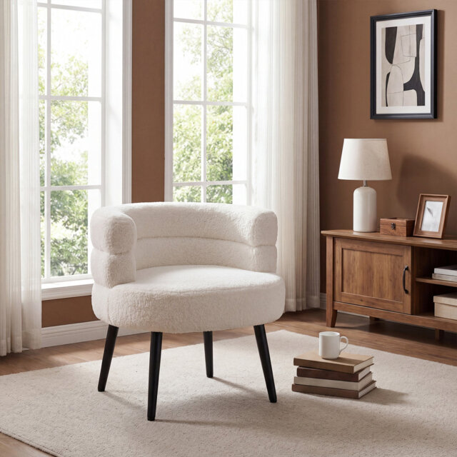 Wide Upholstered Curved Upholstered Single Sofa Accent Chair Backrest Tub Chair