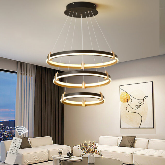 Adalynn 3 Rings Acrylic LED Tiered Chandelier,Dimmable Modern Pendant Light for Kitchen Living Room Bedroom
