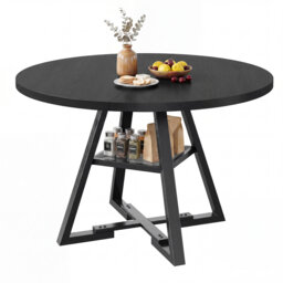 Round Dining Table Farmhouse Kitchen Table,Space Saving Dinner Table For Kitchen & Dining Room