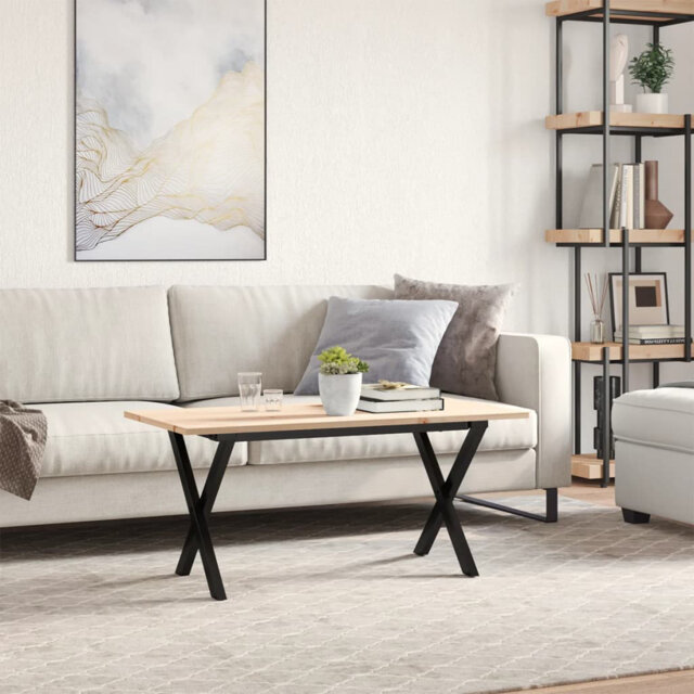Coffee Table X-Frame Solid Wood Pine And Steel