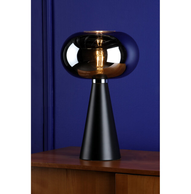 Jensen Table Lamp Smoked Glass Satin Black