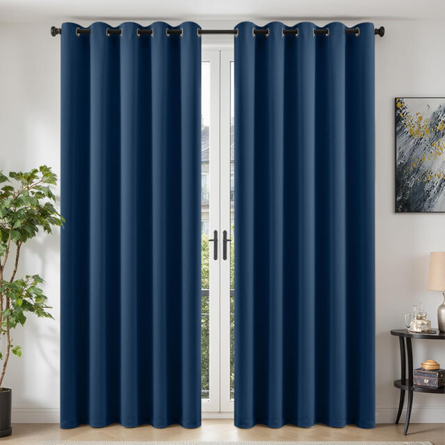 66×90in 2-Panel Eyelet Thermal Blackout Curtains, 90 Inch Drop