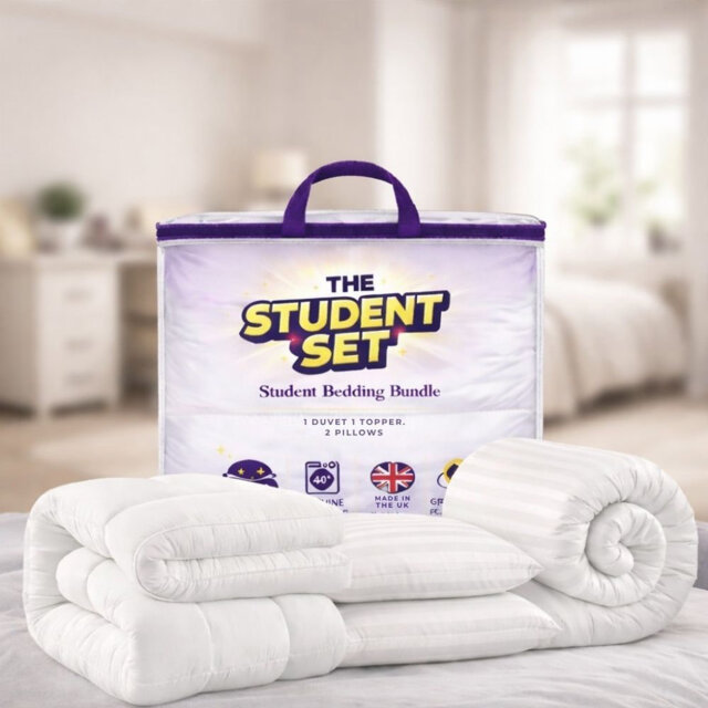 MHG Living Duvet 10.5 Tog All Season Student Bedding Bundle - Available Breathable Duvet, Mattress Topper & Pillows