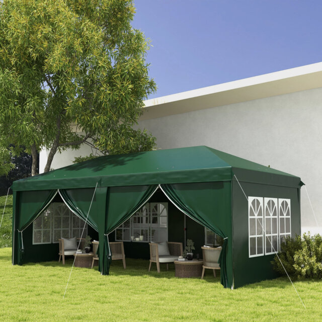 3 X 6m Pop-up Gazebo With Removable Curtain Walls & Windows, Weather-resistant Oxford Canopy, Powder-coated Steel Frame, Portable Carry Bag, Outdoor G