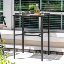 Outdoor 71 cm Square Bar Table with Slatted Top and 4.3 cm Umbrella Hole