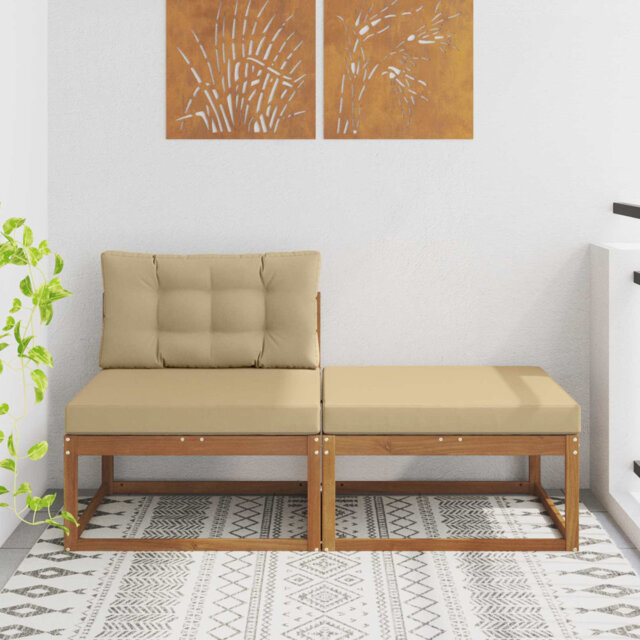 Sectional Sofa Units Natural Solid Acacia Wood Garden Furniture Balcony