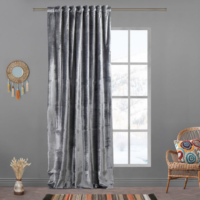 Blackout Thermal with Liner Extra Long & Extra Wide Shiny Velvet Decorative Curtain Panel