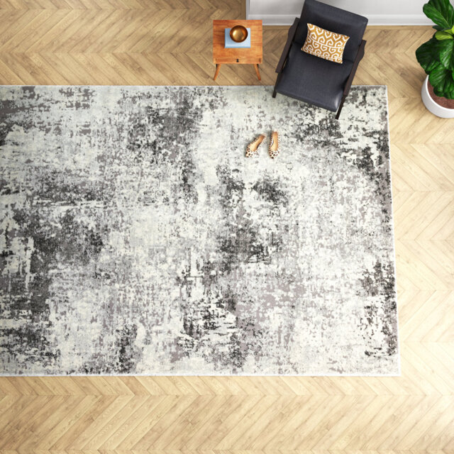 Edgeworth Abstract Machine Woven Cream Grey Area Rug
