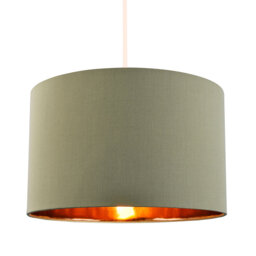 Olive Green Cotton Table/Pendant Lampshade With Shiny Copper Inner By Happy Homewares