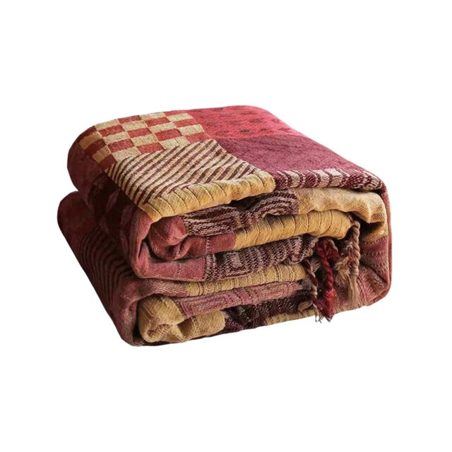 Groesbeck Bohemian Style Large Patchwork Sofa Bed With Tassels, Suitable For 2 To 3 People, (150 X 190 Cm) Blanket