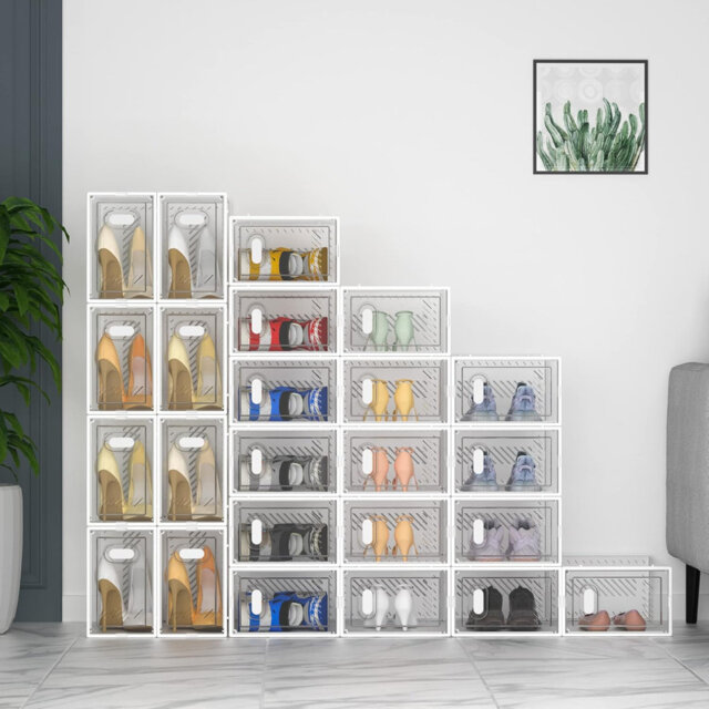 Shoe Box,12 Pcs Shoe Storage Boxes Clear Plastic Stackable, Shoe Organizer Containers With Lids