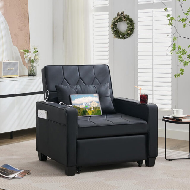 Sofa Bed Convertible 3 in 1 Sleeper Chair Bed with Adjustable Backrest Pull Out Sofa Single Sofa Bed Chairs for Small Space Living Room