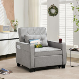 Convertible Chair 3 in 1 Sleeper Chair Bed with Adjustable Backrest Pull Out Convertible Chair for Small Space Living Room