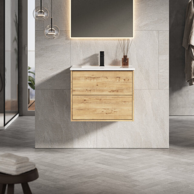 Bettilou 600mm Wallhung Vanity Unit With Athena Basin-ostippo Oak