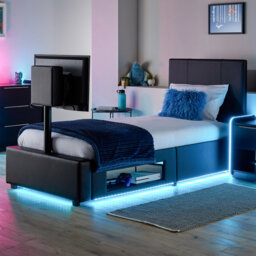 XR Living Ava Upholstered TV Bed with LED Lighting