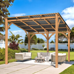 3X3M Outdoor Cedar Lean To Hardtop Pergolas And Gazebos Clearance