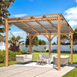 3X3M Outdoor Cedar Lean To Hardtop Pergolas And Gazebos Clearance