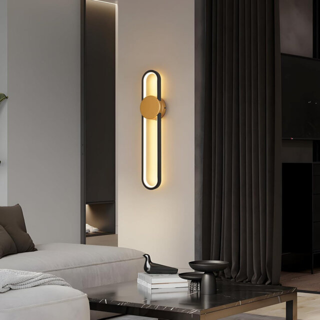 LED Wall Lamp, Indoor Wall Lamp - 12W, 60cm, Black, Modern Design, 3000K Warm White Light, Minimalist Wall Lamp, Suitable for Bedrooms, Living Rooms,