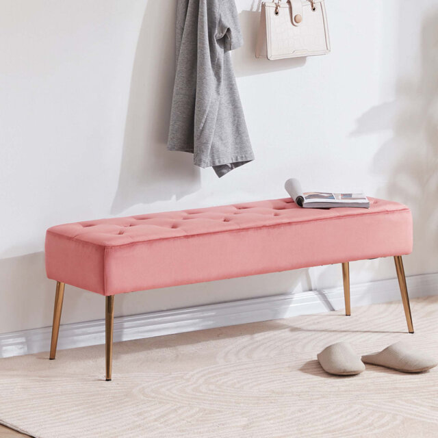 Velvet Upholstered Bench